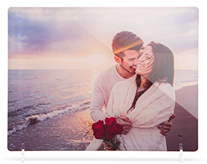 Eigenes Bild auf Acrylglas mit Standfüßen Größe wählbar Portrait Foto-Aufsteller mit Tiefeneffekt durch UV-Direktdruck Breite 20 cm, Höhe 15 cm