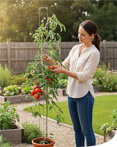 bellissa Tomatenturm Rankhilfe Tomaten Höhe 5 Stück Metall 120 cm | Rankgitter & Pflanzenstütze für Garten, Hochbeet & Gurken, Tomatensäule auch stabil im Topf, Kübel & auf dem Balkon