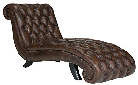 Woodkings Chesterfield Relaxliege Bedford | Chaiselongue 76x90x175 cm Echtleder Antik Braun | Liege für Wohnzimmer oder Büro | Lesesessel Stilvoll und bequem