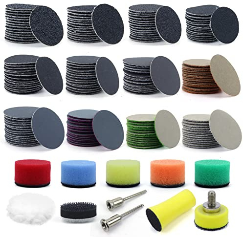 POLIWELL 191 PCS 1 Inch Sanding Discs Hook and Loop 60 to 10000 Wet Dry Sandpaper with 1/8 Shank Backing Pad,Polishing Pads and Interface Pad for Drill Grinder Rotary Tools and Wood Metal Jewelry | 60-10000 Grit Hook & Loop, 1/8 Shank Backing, Interface Polishing Pads, Sandpaper for Drill Grinder Wood Metal Jewelry