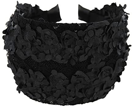 axy Breiter Haarreif Wunderschön Stirnband Vintage Haarschmuck Damen Haarreifen HR36B (Schwarz)