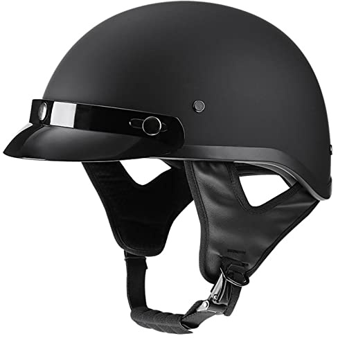 Halbschalenhelm Halbhelme Motorradhelm mit ECE Genehmigt Brain-Cap Halbschale Roller-Helm Scooter-Helm Jet-Helm Retro für Erwachsene Herren Damen B,L