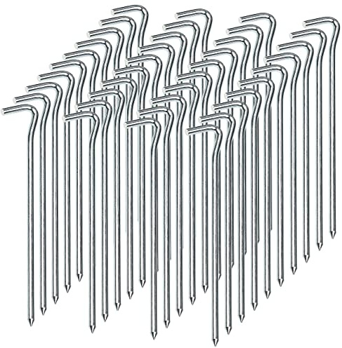 Semptec Urban Survival Technology Hering: 40er-Set XL-Stahl-Zelthaken für alle Bodenarten, 21 cm lang, 6 mm dick (Stahlheringe, Heringe für felsigen Boden, Gold)