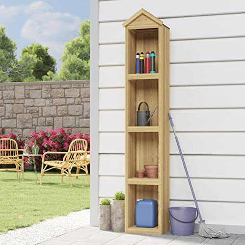 Mogou Caseta Herramientas jardín, Armario Exterior Terraza, Casetas De Jardin, Arcon Exterior, Muebles para Garaje, 40x33x222 cm Madera Pino impregnada