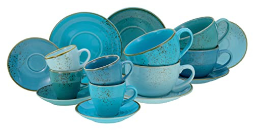 CreaTable, Lot de 16 tasses à bistrot Série Nature Collection Aqua 23415