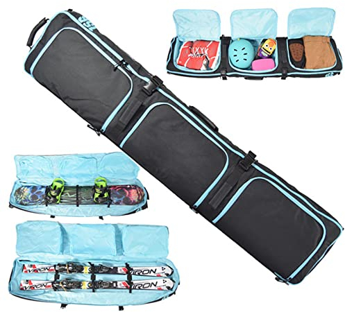 Multifunktionale, gepolsterte Skireise-, Kletter-, Campingtasche mit Rad/ohne Rad, Einzel-Doppel-Snowboardtasche mit 3 Aufbewahrungsfächern, Ski-Aufbewahrungstasche, herv