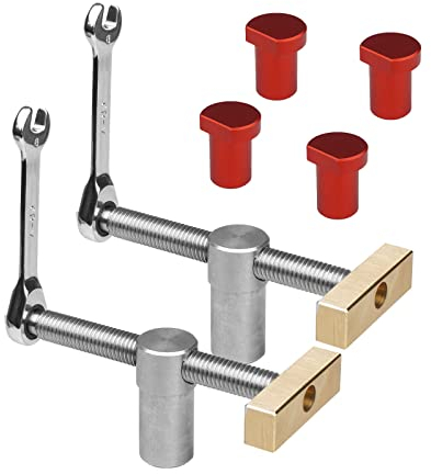 2 Stück Tisch Werkbank Klemme mit Bankstopps, Werkbank Schraubstock Klemme Schnell Fixierte Klemme Schreibtisch Clip DIY Positionierung Bankklemme für 19/20mm Loch (19mm)