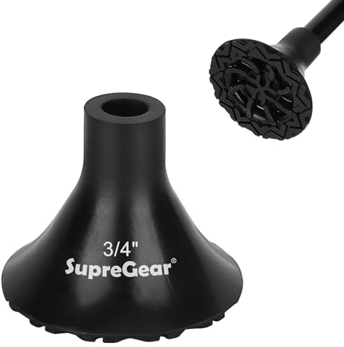 supregear Gehstockspitzen-Ersatz, 19 mm Extreme Haftung Rutschfeste Schwere Gummispitzen Geländegehstock Fußpolster für Gehstock Klappgehstock Offset-Quad-Pod/Tripod Gehstock Zubehör, Schwarz