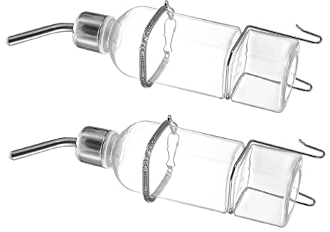 FRCOLOR Kaninchen Wasserbrunnen 2 Stück 180ml Hängende Haustier Wasserflasche aus Kunststoff Auslaufsicher Regulierbare Wassermenge Leicht zu Reinigen für Kaninchen Hamster Chinchilla Käfig Zubehör