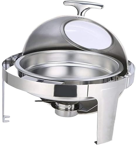 WuDLi 6l Chafing Dish Buffet Set,round Chaferstainless Roll Top,commercial Food For Catering Rolling Buffet Servers, For Catering With Solid Stand And Fuel Holder Buffet Servers And Warmers