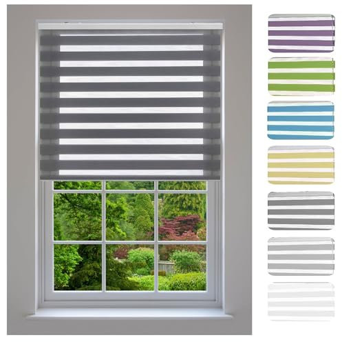 Seitenzugrollo ohne Bohren 95 x 300 cm Hitzeschutz, Sichtschutz Fensterrollo Klemmrollo inklusive Montagematerial für Fenster & Tür, Dunkelgrau