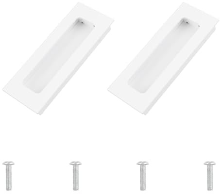 MOROBOR 2 piezas tiradores empotrados al ras de los dedos, tiradores de armario, tiradores de puerta, blanco cálido, rectangular, aluminio, para puerta corredera, armario, cajón