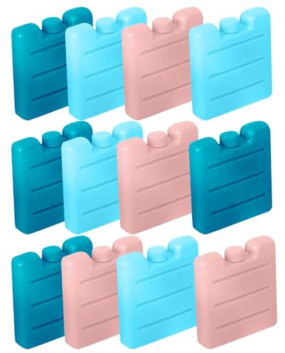 Freezer Blocks 8cm Mini Cooler Bags Assorted Colors Reusable Ice Packs Coolest for Hours Powerful Chillers Lunch Box Travel Picnic and Outdoor Activities Ice Brick Picnic - 12pk