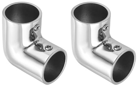 sourcing map 2pcs Boat Handrail Fitting, 2-Way Elbow Pipe Connector Marine Grade 316 Stainless Steel Pipe Fitting Connector 2.6mm for 1inch OD Tube Shelves Display Racks