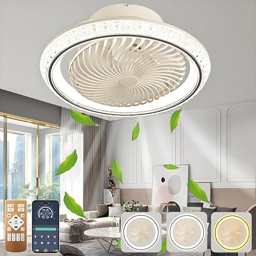 AJZXQM 75W Leiser LED-Deckenventilator mit Licht, 360°, 6 Stufen, Schwarz