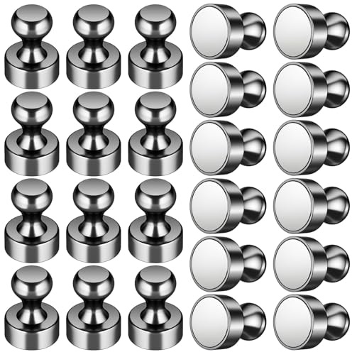 Grtard 24-pack svarta kylskåpsmagneter, whiteboardmagneter, magneter för whiteboard, kylskåpsmagneter för vuxna, kylskåpsmagneter, små push-pinmagneter för kylskåp, whiteboard, kontor