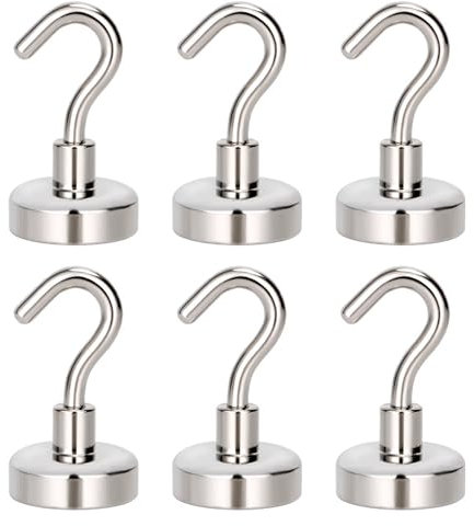 HRLORK 6 Pcs Magnetic Hooks Strong Magnetic Hooks for Cruise Heavy Duty Magnets with Hook for Home and Workplace Hanging Tool, Toolbox, Grill