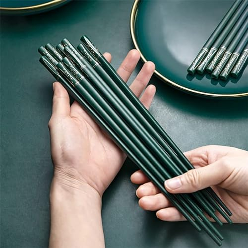 CHFYIJYHM 5 paia di bacchette cinesi riutilizzabili in metallo, set di bacchette for la casa
