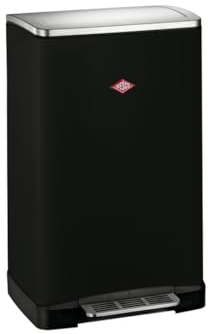 Wesco Big Double Boy Abfallsammler in der Farbe mattschwarz, pulverbeschichtetes Stahlblech, zwei getrennte 18 Liter Einsätze aus Kunststoff, Edelstahl-Fußtritt, Befestigung für Müllbeutel