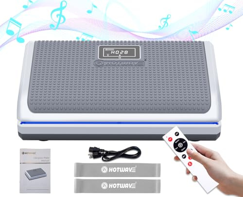 HOTWAVE - Vibration Plate Exercise Machine with Bluetooth and LED Lights for Lymphatic Drainage, Fitness Power Vibrating Plate Platform, Vibration Plate Machine for