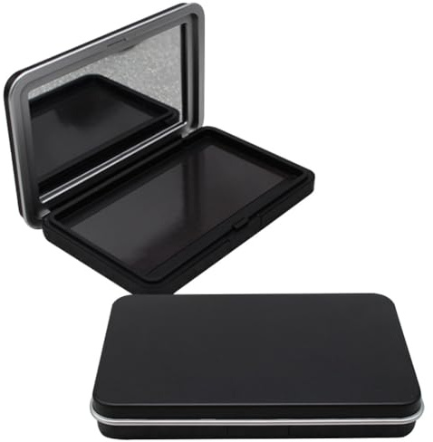Healeved 2Pcs Empty Eyeshadow Palette with Mirror Travel Makeup Box Pressed Powder Pallet Cosmetic Case, 4.33X2.75X0.59In, Compact Eye Shadow Containers for Blush and Pressed Powder