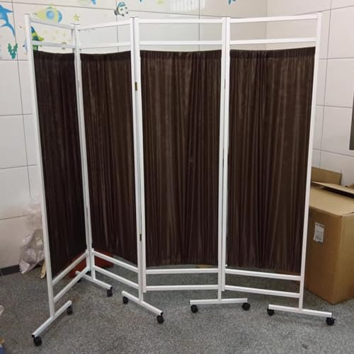CHZDPP Ready Built Medical Privacy Screens with Wheels, 4 Panel Medical Screen for Patient Privacy, Portable Foldable Wall for Waiting Room(Brown)