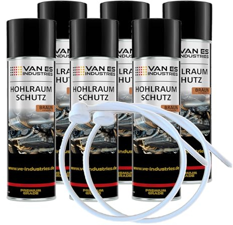 VE-INDUSTRIES 6X Hohlraumschutz braun Hohlraumversiegelung Spray 500ml Wachs + 60cm Sonde