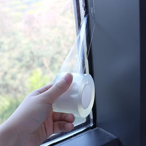 Nastro sigillante autoadesivo per porte, finestre, porte, 5 cm x 10 m, impermeabile, trasparente, resistente alle intemperie, interno e inferiore, antivento, paraspifferi