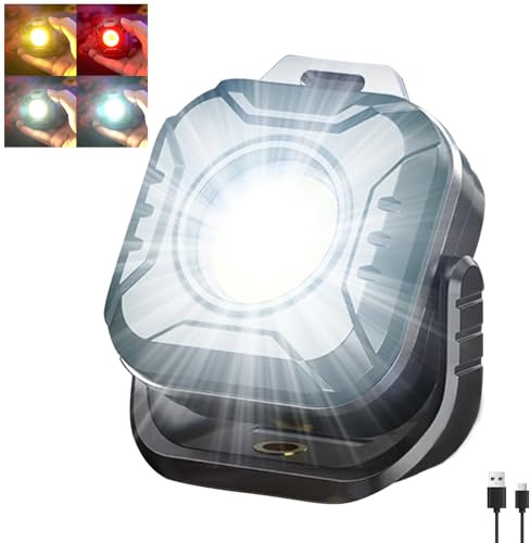 POCKETMAN Cob Arbeitsstrahler,Mini LED Taschenlampe,Magnetisches Notlicht,4 Farbe dimmen,6 Modi USB Wiederaufladbare tragbare Inspektionsleuchte für Camping, Notfall, Reparatur (Ohne Stativ)