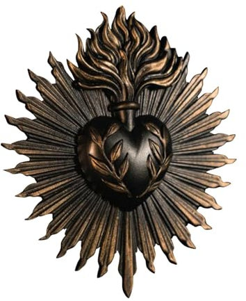 Sharplace Placca Da Muro con Cuori Sacri, Ornamento Sacramentale, Statua Gotica per Casa D'arte, Scultura Da Appendere a Parete per L'ingresso Del Portico ', nero