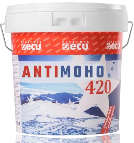 PINTURAS ECU - Pintura Blanca Antimoho Interior y Exterior - 750ML -Evita la Aparición de Hongos y moho en Paredes, Techos, Especial Baños, Mate, Antihumedad (Blanco,750 Mililitros)