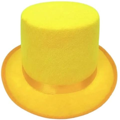 AHIOJEGX Cylinderhatt Dress Up magisk cylinderhatt för kvinnor, man, temafesthatt med rullbrätte, kostym gentleman-cylinderhatt, fotohatt (gul, S)