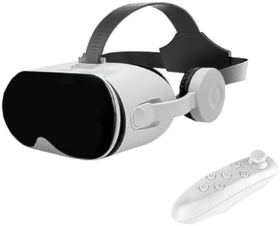 Cuffie per realtà virtuale per telefono, occhiali 3D per realtà virtuale, con controller, per giocare ai videogiochi/film, per iOS e per Android (bianco)