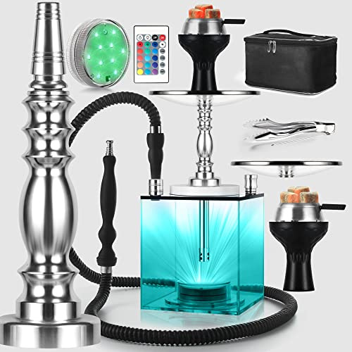 SERdeerCH Juego de cachimbas de cachimba, cachimba portátil premium con funda protectora, carcasa de silicona, difusor de tubo de inmersión de aluminio
