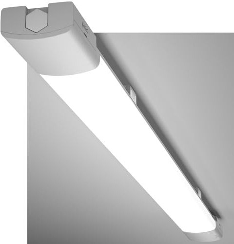 Modlicht LED Feuchtraumleuchte 90CM mit 30W 5000k Kaltlweiß 3350Lumen, Ultraslim Deckenleuchte Feuchtraum Flach Wasserfest IP65 Wannenleuchte Werkstattlampe für Keller Garage, Grau