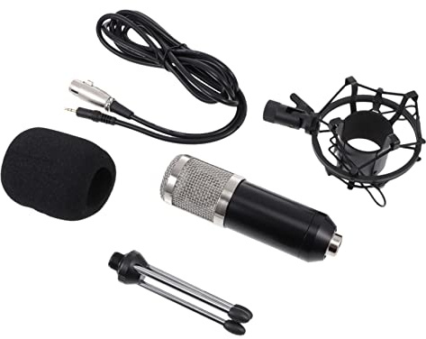 HAMPPLIES Micrófonos De Condensador Voltaje De Micrófono para Ktv y Transmisión Colores Negro y Plata Material Cabeza