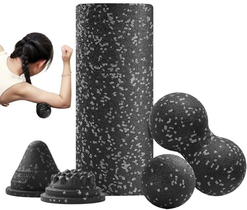Mimoqk Faszienrolle Set, Hochdichte Trainingsroller Für Workouts, Massagegerät Für Erwachsene Pilates Yoga Training Zuhause Und Unterwegs Für Sportler