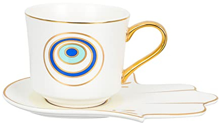 VERDANVERSE Tazze da Tè in Ceramica Piattini Tazze per Caffè e Latte Stile Europeo per Bevande Calde e Fredde Facile da Pulire