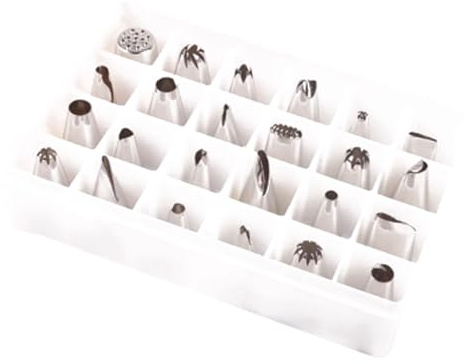 24-Piece Cake Decorating Set Stainless Steel Piping Nozzles Baking Tools with Storage Case Compatible with Buttercream Flowers, Cookies