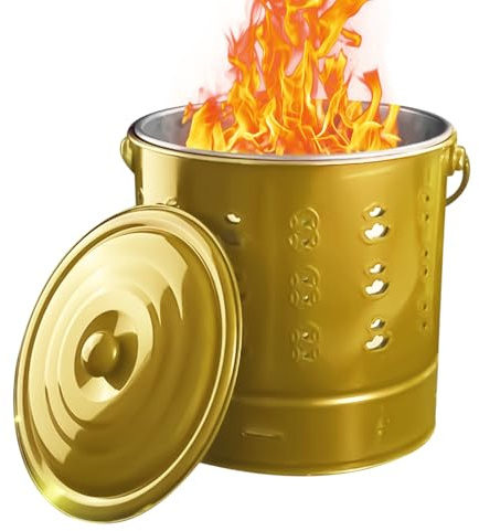 Feuerfass - Metall Verbrennungstonne Mit Gitter - Tragbarer Verbrenner Mit Haken Und Auskleidung Für Holz Garten Balkon Camping
