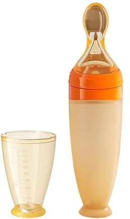 Cucchiaini Per Bambini Dispenser A Spremitura Resistente Al Calore Con Base | Cucchiaio Per Autoalimentazione Con Biberon Per Cereali Purea Frutta Acqua