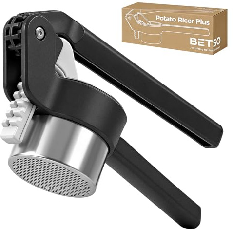 Potato Ricer - Betso Effortless Double-Gear Potato Ricer and Masher - Heavy-Duty Vegetable Press for Perfect Mashed Potatoes, Dishwasher Safe
