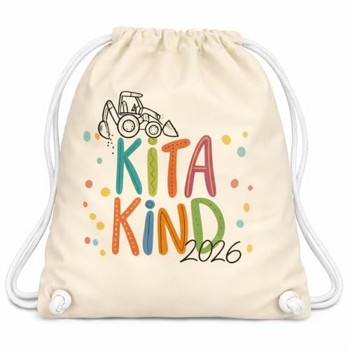PIujsym Süße Kindergartentüte, Muster mit Bagger und Kita Kind 2026, Jungen Kindergarten Geschenk, Kindergartenkind Klein Schultüte, Für Süßigkeiten, Stifte, Kleine Hefte