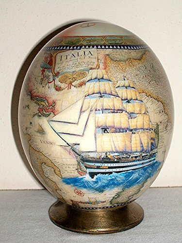 Huevo de estructura decorado con motivo Amerigo Vespucci e mapa Italia antiguo