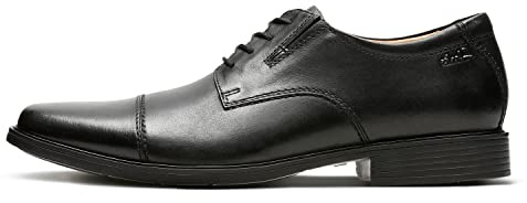 Clarks Tilden Cap Oxford - Zapatos Planos para Hombre, Piel Negra, 43 EU