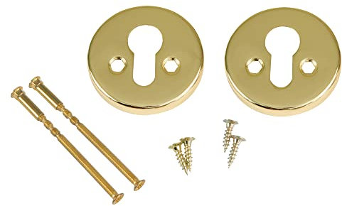 Amig - Set Bocallavi rotondi per serrature con cilindri Europrofilo Mod. 25AT | Ø 59 mm | Con 4 tirafondi e viti passanti antifurto | acciaio cromato opaco | argento