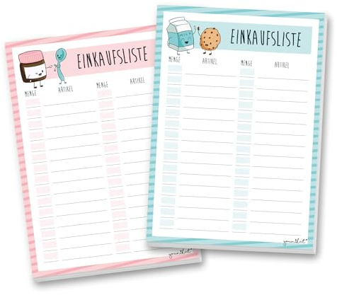 younikat 2 Notizblöcke Einkaufsliste I DIN A6 50 Blatt I Einkaufsblöcke Set für die Küche Handtasche Auto I Organizer aus Papier zum Abreißen I dv142