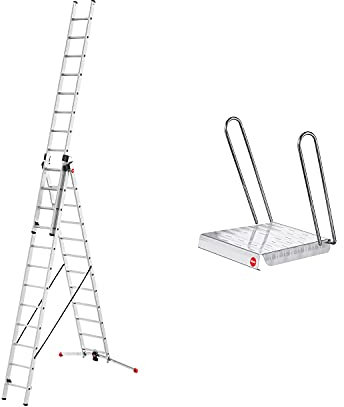 Hailo ProfiLOT, 3-teilige Alu-Kombileiter, 3x12 Sprossen, Lot-System, Transportsicherung, bis 150 kg, Made in Germany, 9312-107