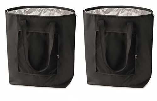 HAC24 2er Set Kühltasche Einkaufstasche Faltbar Schwarz Alu Isoliertasche Auto Einkauf Camping Thermotasche Tragetasche Thermo Tasche Campingtasche Isoliert