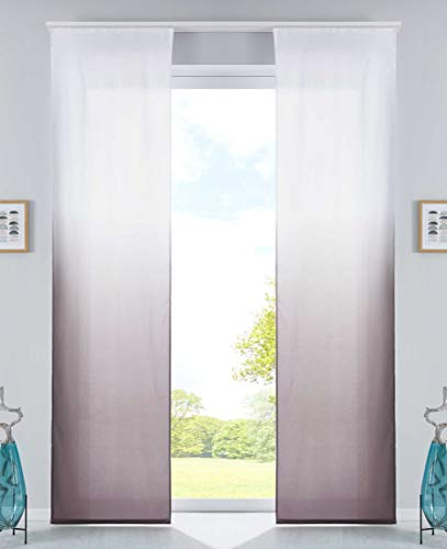 Gardinenbox 2er Set Schiebevorhänge Flächenvorhänge Blickdicht Farbverlauf Paneelwagen Beschwerungsstangen Microsatin Microfaser, HxB 245x60 cm, Braun, 85425N2